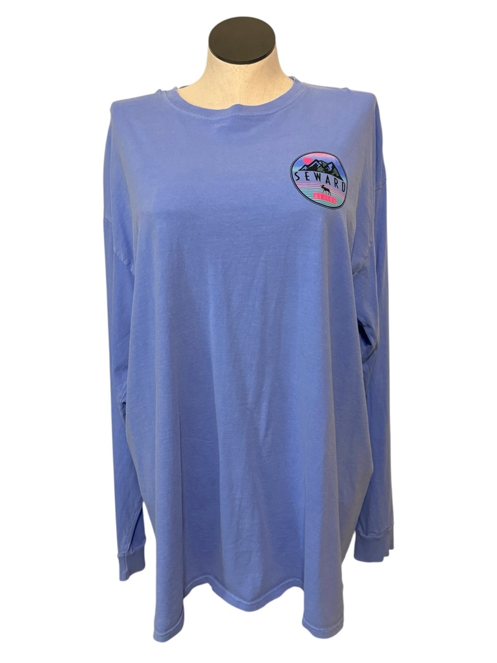Blue 84 Periwinkle Crewneck Long Sleeve with Seward Alaska Patch